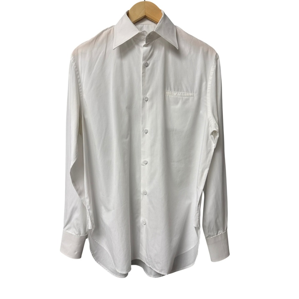 Prada Button Up Shirt Mens 39 White Cotton Long Sleeve Designer Luxury Classic